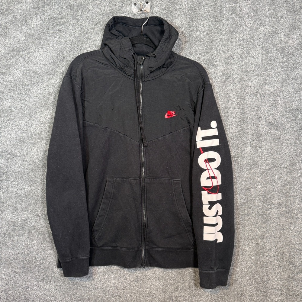 Nike Sweatshirt Youth  Boys XL Black Red Just Do It Hoodie Windrunner‎ Hybrid